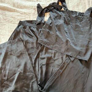 PrettyLittleThing Black Satin Pajamas